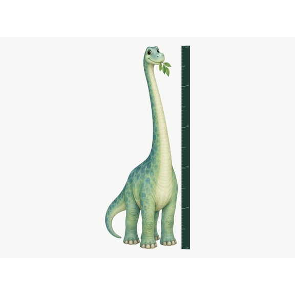 MOOGCO Dinosaur Growth Chart Wall Decal, Peel and Stick Brontosaurus Height Ruler for Kids Room and Nursery, Removable Matte Vinyl, 60 Inch, Growth chart 60"H, measures 1 ft to 6 ft