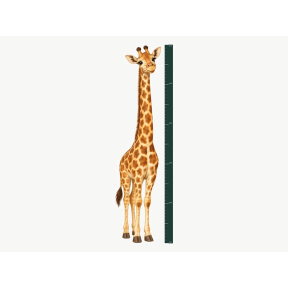 MOOGCO Giraffe Growth Chart Wall Decal, Peel and Stick Height Ruler for Kids Room and Nursery, Removable Matte Vinyl, 60 Inch Tall, Growth chart 60"H, measures 1 ft to 6 ft