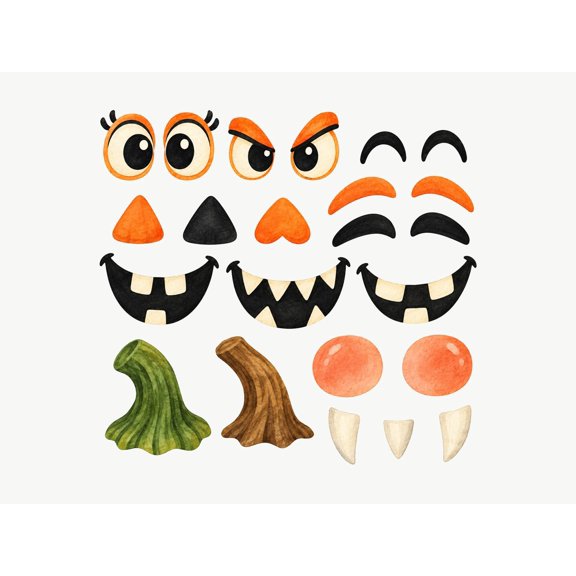 MOOGCO Jack O Lantern Door Face Wall Decals, Set of 23 Peel and Stick Nursery Wall Stickers, Satin Finish Removable Kids Room Wall Art, 28"W x 28"H (70 x 70 cm)