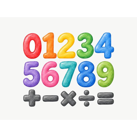 MOOGCO Math Symbol And Number Wall Decals, Set of 15 Educational Peel and Stick Wall Stickers, Classroom Playroom Decor, Kids Learning Wall Art, 59"W x 59"H (150 x 150 cm)