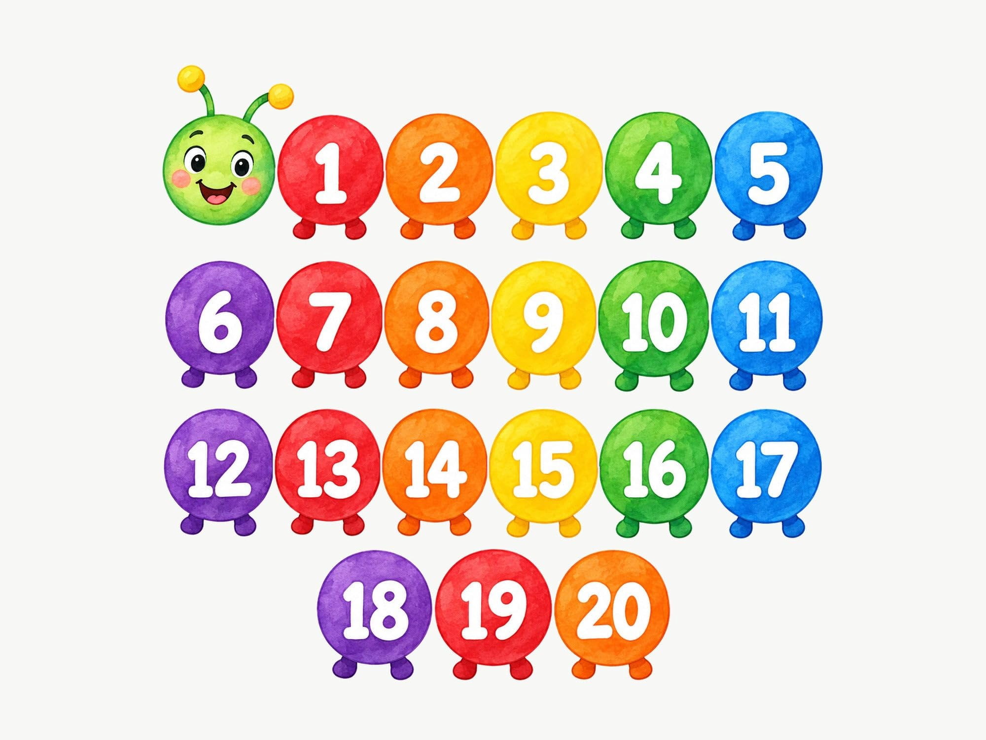 Learner Sticker Sign MOOGCO Number Caterpillar Wall Decals, Set of 21 Educational Peel and ...