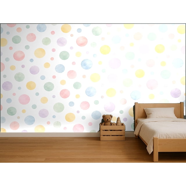 MOOGCO Pastel Irregular Dots Wallpaper Mural, Peel and Stick Kids Room ...
