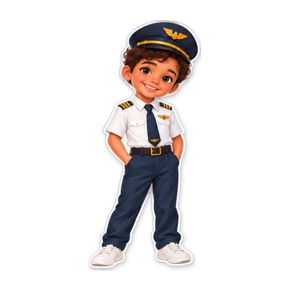 MOOGCO Personalized Pilot Wall Decal from Photo, Custom Kids Dream Job Peel and Stick Wall Sticker, Cartoon Portrait of Your Child for Bedroom and Playroom, Boy, 24 in