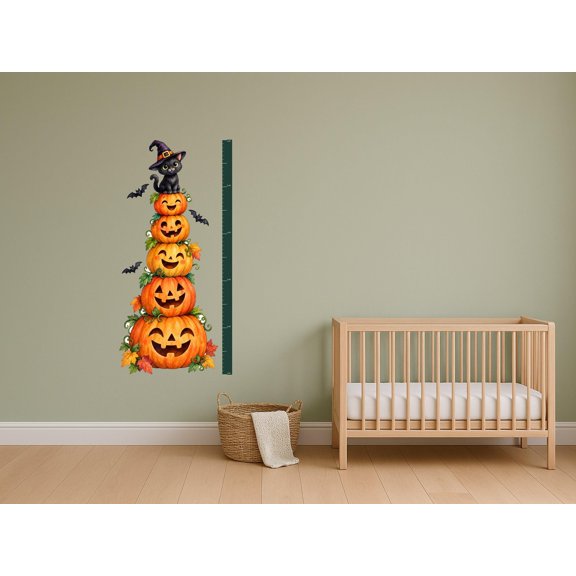 MOOGCO Pumpkin Tower Growth Chart Wall Decal, Peel and Stick Height Ruler for Kids Bedroom, Cut to Shape Matte Vinyl Sticker Set, Growth chart 60"H, measures 1 ft to 6 ft