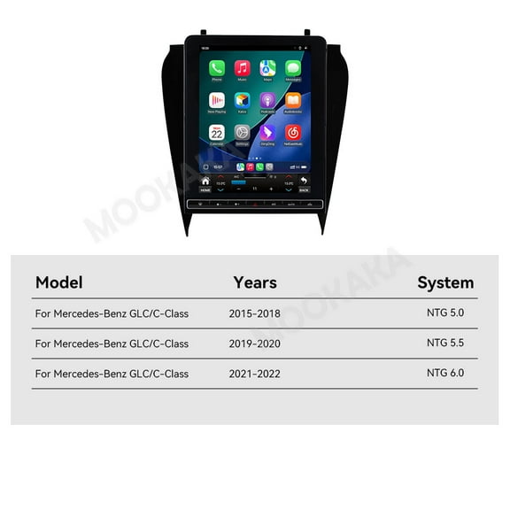 MOOKAKA 12.1" Smart Display Radio Audio Media Player for Mercedes-Benz GLC/C-Class 2015-2022 Model Universal Car Navigation GPS Upgrade Headunit Android Replacement HD Screen Carplay Accessories