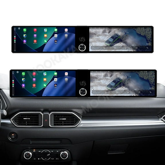 MOOKAKA 12.3+12.3" Smart Display Car Radio Audio Media Player for Mazda CX-5 2017-2025 Universal Navigation GPS Upgrade Headunit Android Replacement HD Screen Carplay Accessories