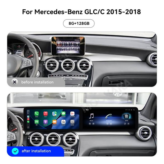 MOOKAKA 12.3"+12.3" Smart Display Car Radio Audio Media Player for Mercedes-Benz GLC/C 2015-2018 Model Universal Navigation GPS Upgrade Headunit Android Replacement HD Screen Carplay Accessories