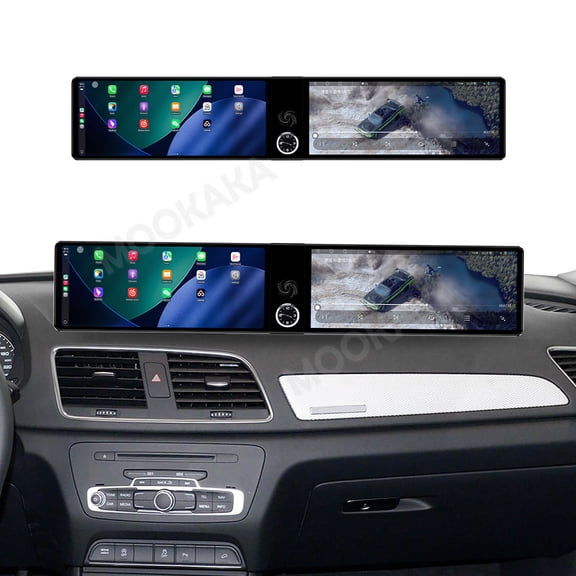 MOOKAKA 12.3"+12.3" Smart Display Radio Audio Media Player for Audi Q3 2013-2019 Car Navigation GPS Upgrade Headunit Android Replacement 1080P Screen Carplay Accessories