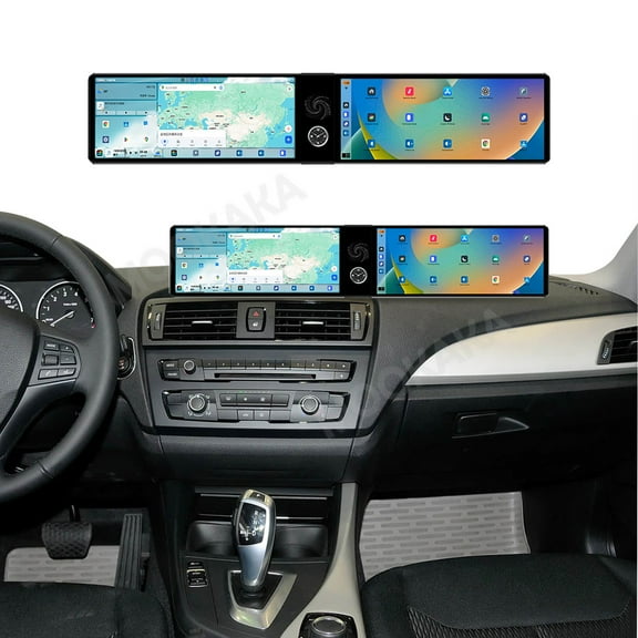 MOOKAKA 12.3"+12.3" Smart Display Radio Audio Media Player for BMW 1/2 Series F20 F21 2012-2017 Models Universal Car Navigation GPS Upgrade Headunit Android Replacement HD Screen Carplay Accessories