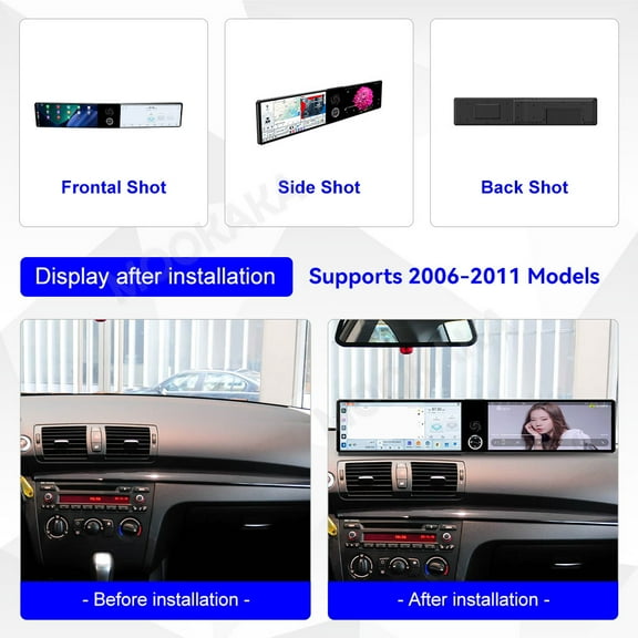 MOOKAKA 12.3"+12.3" Smart Display Radio Audio Media Player for BMW 1 Series 2006-2011 Models Universal Car Navigation GPS Upgrade Headunit Android Replacement HD Screen Carplay Accessories