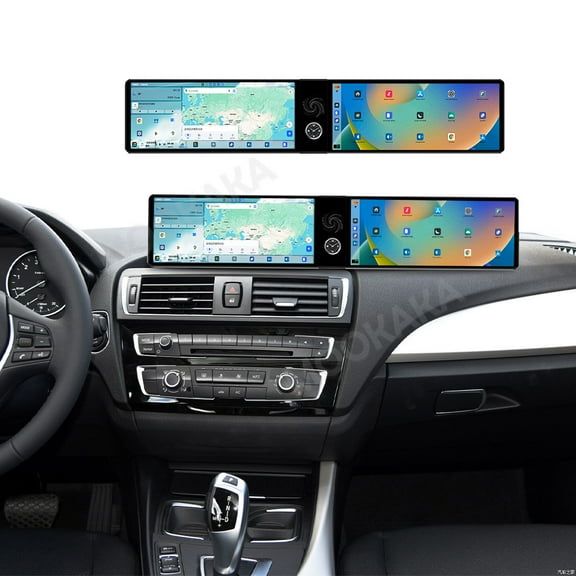 MOOKAKA 12.3"+12.3" Smart Display Radio Audio Media Player for BMW 1 Series 2013-2017 Models Universal Car Navigation GPS Upgrade Headunit Android Replacement HD Screen Carplay Accessories
