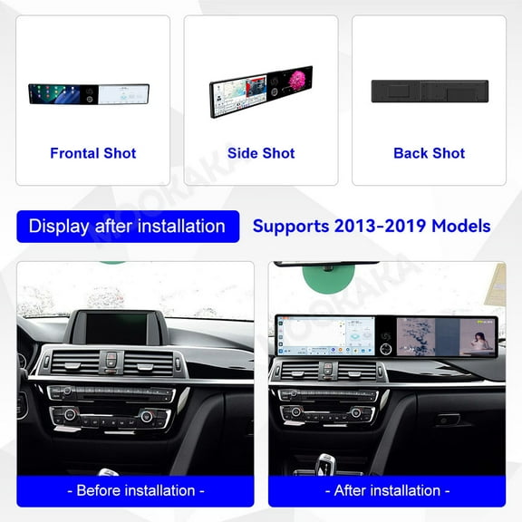 MOOKAKA 12.3"+12.3" Smart Display Radio Audio Media Player for BMW 3 Series 4 Series 2013-2017 Models Universal Car Navigation GPS Upgrade Headunit Android Replacement HD Screen Carplay Accessories
