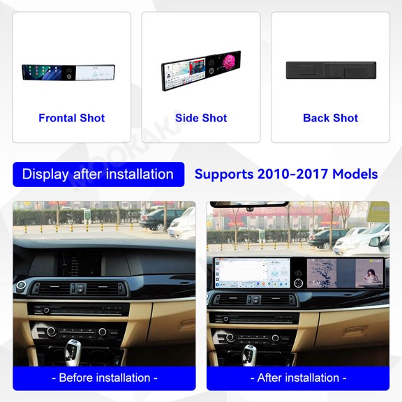 MOOKAKA 12.3"+12.3" Smart Display Radio Audio Media Player for BMW 5 Series 2010-2017 Models Universal Car Navigation GPS Upgrade Headunit Android Replacement HD Screen Carplay Accessories