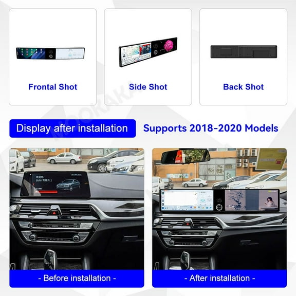 MOOKAKA 12.3"+12.3" Smart Display Radio Audio Media Player for BMW 5 Series 2018 2019 2020 Models Universal Car Navigation GPS Upgrade Headunit Android Replacement HD Screen Carplay Accessories