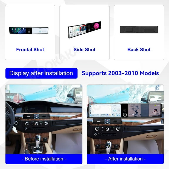 MOOKAKA 12.3"+12.3" Smart Display Radio Audio Media Player for BMW 5 Series E60 2003-2010 Models Universal Car Navigation GPS Upgrade Headunit Android Replacement HD Screen Carplay Accessories
