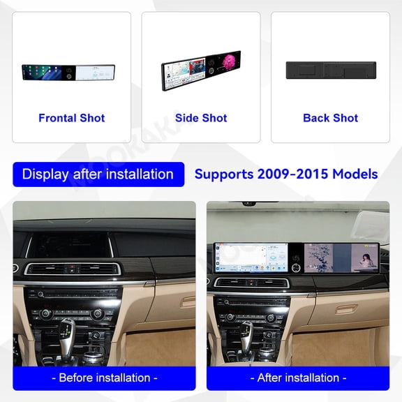 MOOKAKA 12.3"+12.3" Smart Display Radio Audio Media Player for BMW 7 Series 2009-2015 Models Universal Car Navigation GPS Upgrade Headunit Android Replacement HD Screen Carplay Accessories
