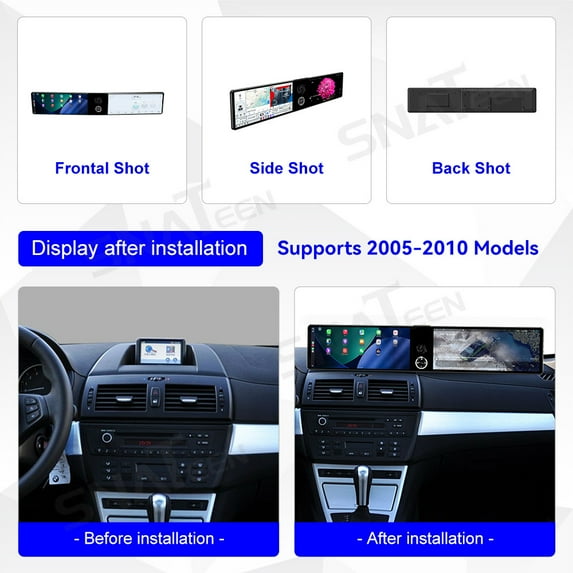 MOOKAKA 12.3"+12.3" Smart Display Radio Audio Media Player for BMW X3 2005-2010 Models Universal Car Navigation GPS Upgrade Headunit Android Replacement HD Screen Carplay Accessories