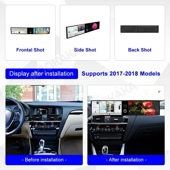 MOOKAKA 12.3"+12.3" Smart Display Radio Audio Media Player for BMW X3/X4 2017-2018 Models Universal Car Navigation GPS Upgrade Headunit Android Replacement HD Screen Carplay Accessories