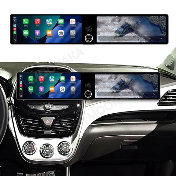 MOOKAKA 12.3"+12.3" Smart Display Radio Audio Media Player for Chevrolet Spark 2010-2017 Car Navigation GPS Upgrade Headunit Android Replacement 1080P Screen Carplay Accessories