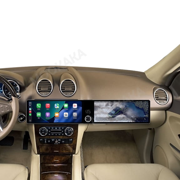 MOOKAKA 12.3"+12.3" Smart Display Radio Audio Media Player for Mercedes-Benz ML 1998-2005 Car Navigation GPS Upgrade Headunit Android Replacement 1080P Screen Carplay Accessories