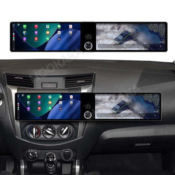 MOOKAKA 12.3"+12.3" Smart Display Radio Audio Media Player for Nissan Navara 2017 2018 2019 Car Navigation GPS Upgrade Headunit Android Replacement 1080P Screen Carplay Accessories