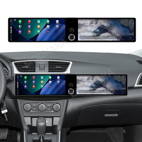 MOOKAKA 12.3"+12.3" Smart Display Radio Audio Media Player for Nissan Sylphy 2020-2025 Car Navigation GPS Upgrade Headunit Android Replacement 1080P Screen Carplay Accessories