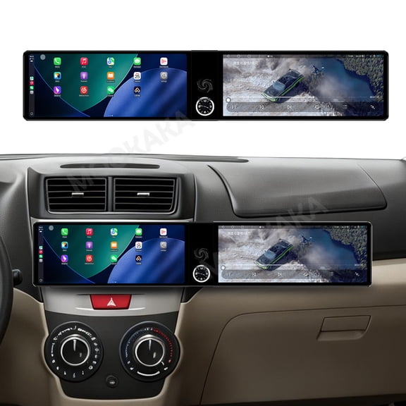 MOOKAKA 12.3"+12.3" Smart Display Radio Audio Media Player for Toyota Avanza 2004-2012 Car Navigation GPS Upgrade Headunit Android Replacement 1080P Screen Carplay Accessories