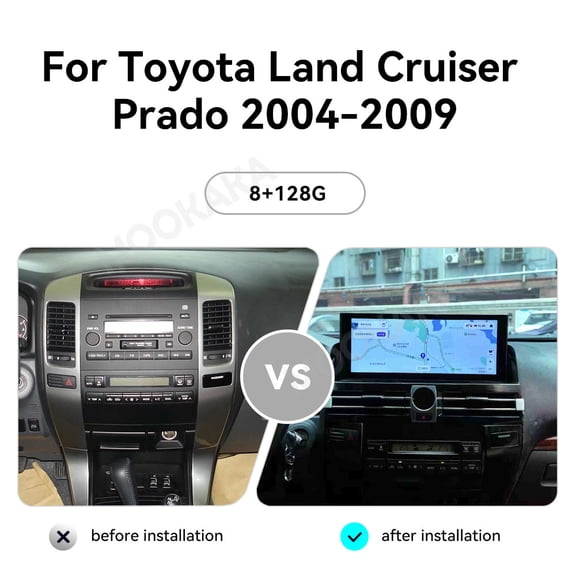 MOOKAKA 12.3" HD Smart Screen Android 14 for Toyota Land Cruiser Prado 2004-2009 Car Stereo Radio Media Player Navigation GPS Upgrade Headunit Replacement Carplay Accessories