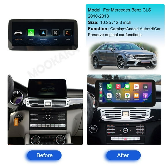 MOOKAKA 12.3" Linux Smart Display Car Radio Audio Media Player for Mercedes-Benz CLS 2010-2018 Universal Navigation GPS Upgrade Headunit Replacement HD Screen Carplay Accessories