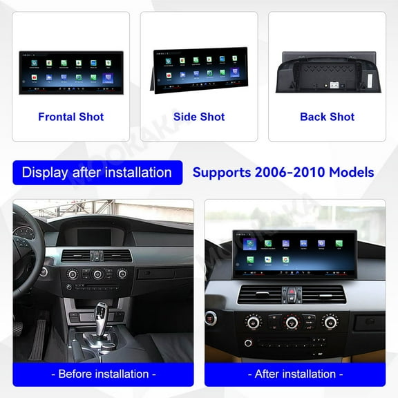MOOKAKA 12.3" Smart Display Radio Audio Media Player for BMW 5 Series E60 2006-2010 Models Universal Car Navigation GPS Upgrade Headunit Android Replacement HD Screen Carplay Accessories