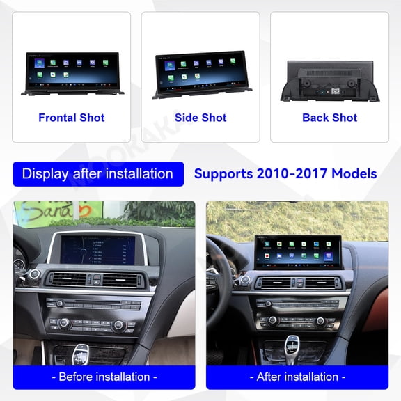 MOOKAKA 12.3" Smart Display Radio Audio Media Player for BMW 6 Series F06 F12 2010-2017 4PIN Models Universal Car Navigation GPS Upgrade Headunit Android Replacement HD Screen Carplay Accessories