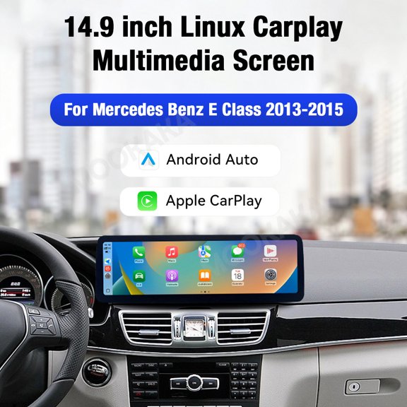 MOOKAKA 14.9" HD Smart Screen Linux System for Mercedes Benz E Class 2013-2015 Car Stereo Radio Media Player Navigation GPS Upgrade Headunit Replacement Carplay Accessories