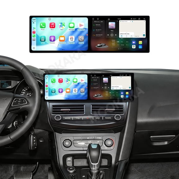 MOOKAKA 9.1"+9.1" HD Smart Screen Android 15 for Ford Focus 2012-2018 Car Stereo Radio Media Player Navigation GPS Upgrade Headunit Replacement Carplay Accessories