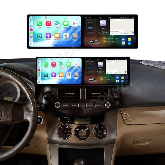 MOOKAKA 9.1"+9.1" HD Smart Screen Android 15 for Toyota RAV4 2007-2012 Car Stereo Radio Media Player Navigation GPS Upgrade Headunit Replacement Carplay Accessories