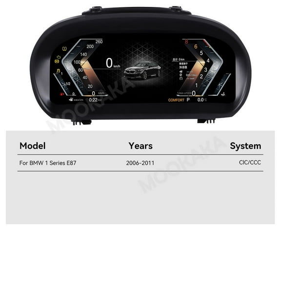 MOOKAKA Digital Dashboard Instrument Cluster for BMW 1 Series E87 2006 2007 2008 2009 2010 2011 CIC/CCC LCD Screen Virtual Cockpit Speedometer Upgrade Universal Fit Car Accessory with Linux OS