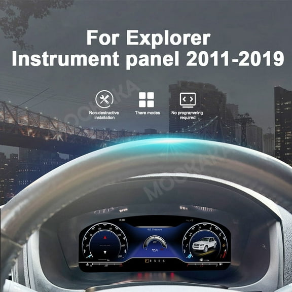 MOOKAKA Digital Dashboard Instrument Cluster for Ford Explorer 2011 2012 2013 2014 2015 2016 2017 2018 2019 LCD Screen Virtual Cockpit Speedometer Upgrade Universal Fit Car Accessory with Linux OS