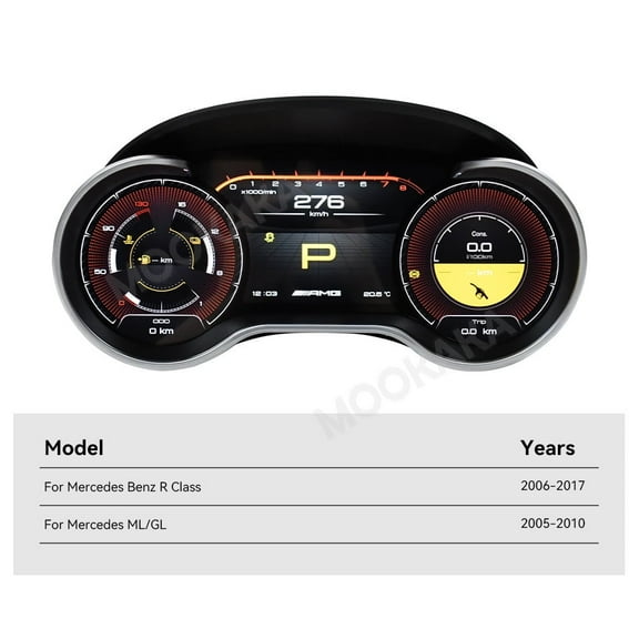 MOOKAKA Digital Dashboard Instrument Cluster for Mercedes-Benz R-Class/ML/GL 2005-2017 LCD Screen Virtual Cockpit Speedometer Upgrade Universal Fit Car Accessory with Linux OS