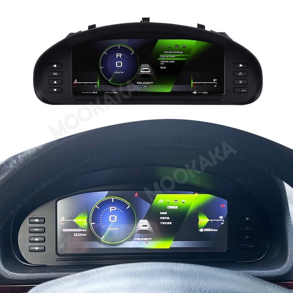 MOOKAKA Digital Dashboard Instrument Cluster for Peugeot 407 2004 2005 2006 2007 2008 2009 2010 LCD Screen Virtual Cockpit Speedometer Upgrade Universal Fit Car Accessory with Linux OS