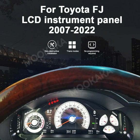 MOOKAKA Digital Dashboard Instrument Cluster for Toyota FJ 2007-2022 LCD Screen Virtual Cockpit Speedometer Upgrade Universal Fit Car Accessory with Linux OS