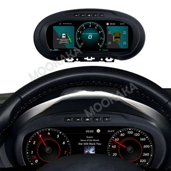 MOOKAKA Digital Dashboard Instrument Cluster for Volkswagen POLO 2012 2013 2014 2015 2016 2017 2018 LCD Screen Virtual Cockpit Speedometer Upgrade Universal Fit Car Accessory with Linux OS