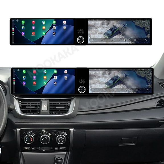 MOOKAKA Dual 12.3 inch Carplay Screen/Radio/Multimedia Player for Toyota YarisL 2017-2021 Models Universal Car Navigation/GPS Upgrade Headunit Android Display 1080P Touch Screen Replace System