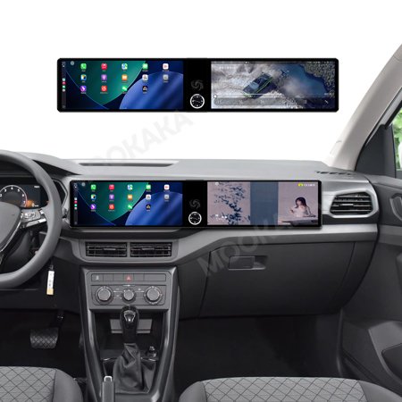 MOOKAKA Dual 12.3 inch Carplay Screen/Radio/Multimedia Player for Volkswagen T-Cross 2019-2023 Universal Car Navigation/GPS Upgrade Headunit Android Display 1080P Touch Screen Receiver Replace System