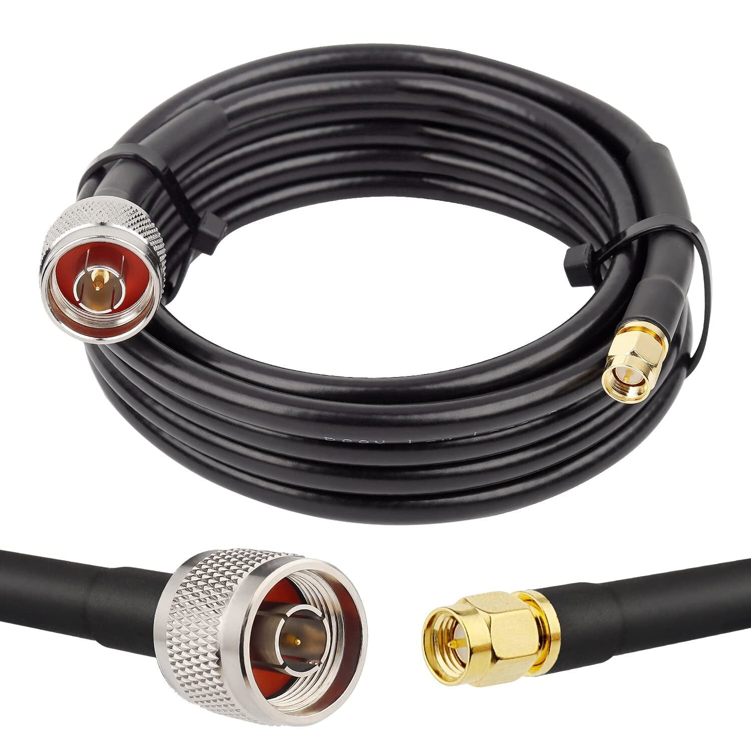 MOOKEERF N to SMA Cable, 10ft N Male to SMA Male Coax Cable, 50