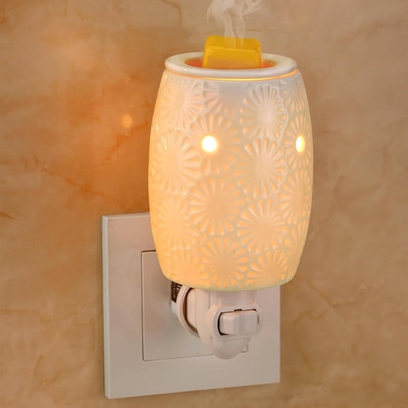 MOON Ceramic Wax Melt Warmer, Plug in Wax Warmer for Scented Wax, Scentsy Wax Warmer for Fragrance Oil, Night Light Wax Burner Decoration with Two Bulbs