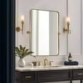 thumbnail image 1 of MOON MIRROR 24" x 36" Brushed Gold Metal Framed Pivot Rectangle Bathroom Mirror for Wall, Tilting Rounded Corner Rectangular Vanity Mirror Hangs Vertical Only, 1 of 9
