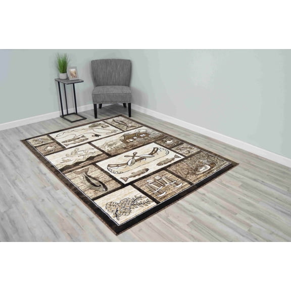 MOON Modern Stylish Living Room Rug DESIGN NATURE - 7'8"x10'8", Brown