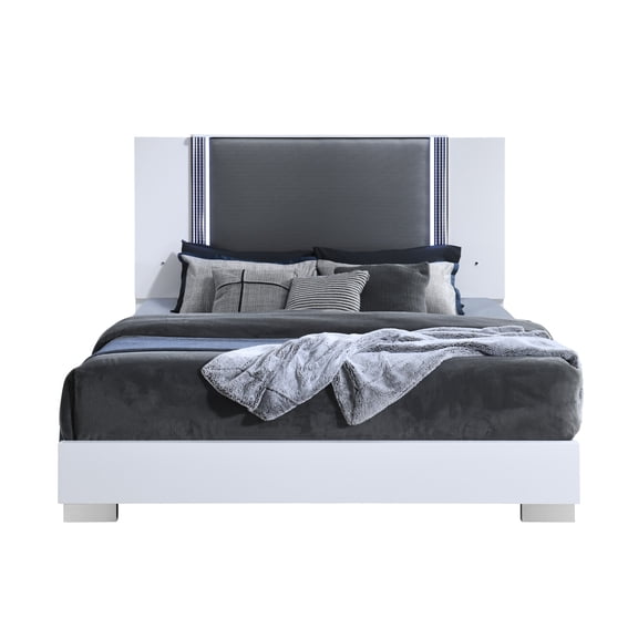 MOON WHITE KING BED WITH LED