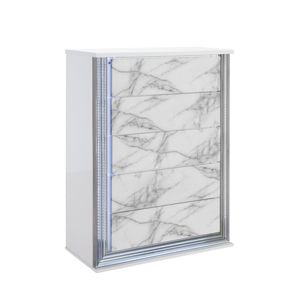 MOON WHITE MARBLE CHEST WITH LED
