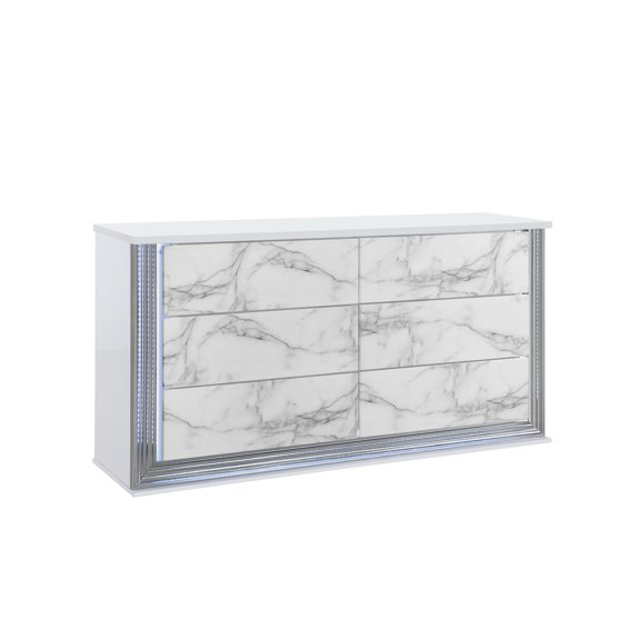 MOON WHITE MARBLE DRESSER WITH LED