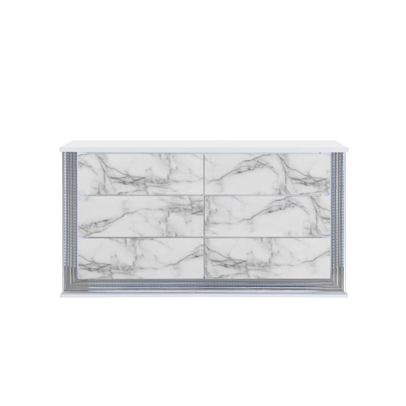 MOON WHITE MARBLE DRESSER WITH LED